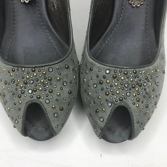 Bourne Italian suede peep toe platform heels - Picture 2 of 8